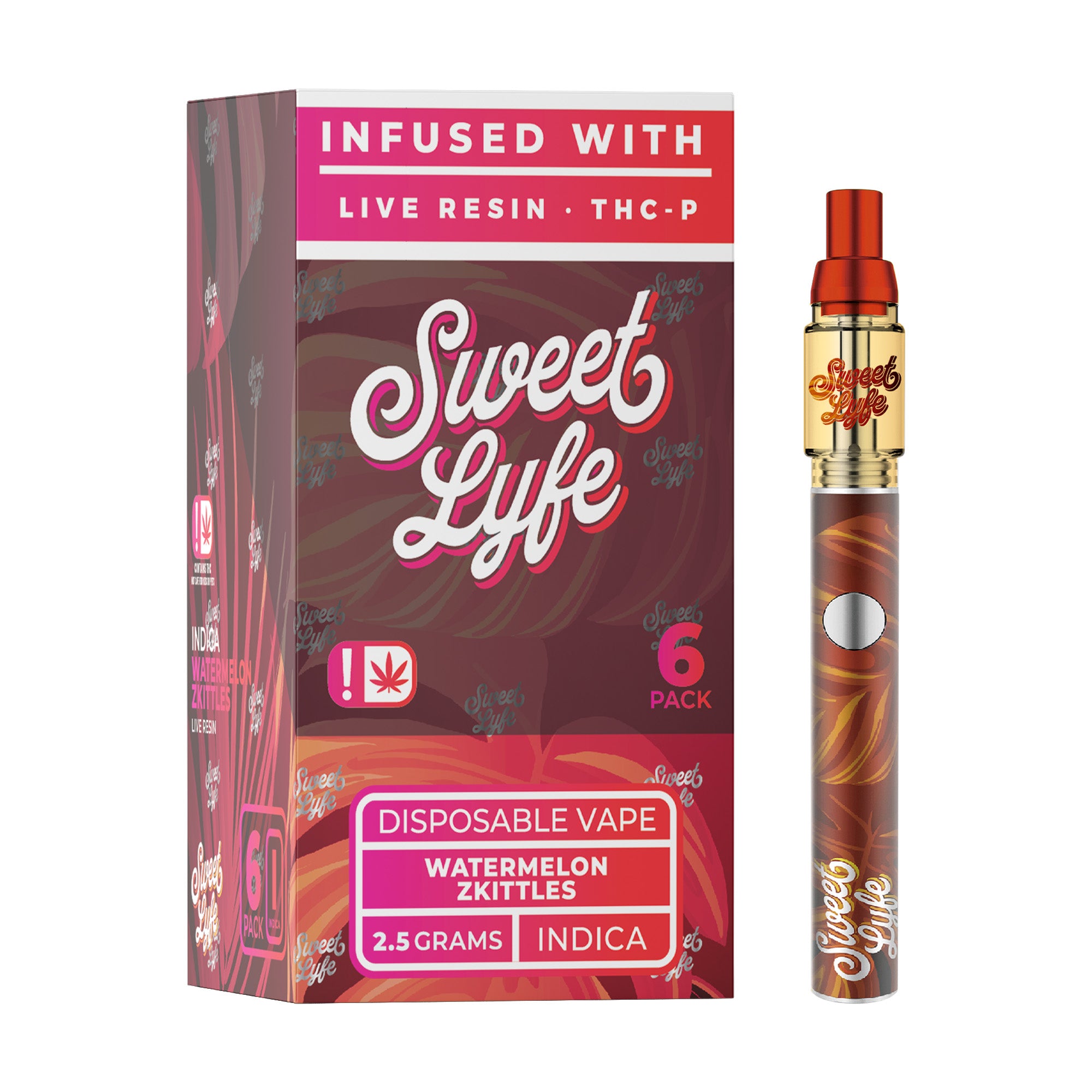 Disposable Vape Pen 2.5ml Infused with Live Resin Delta-8 + THCP - Watermelon Zkittles - Indica