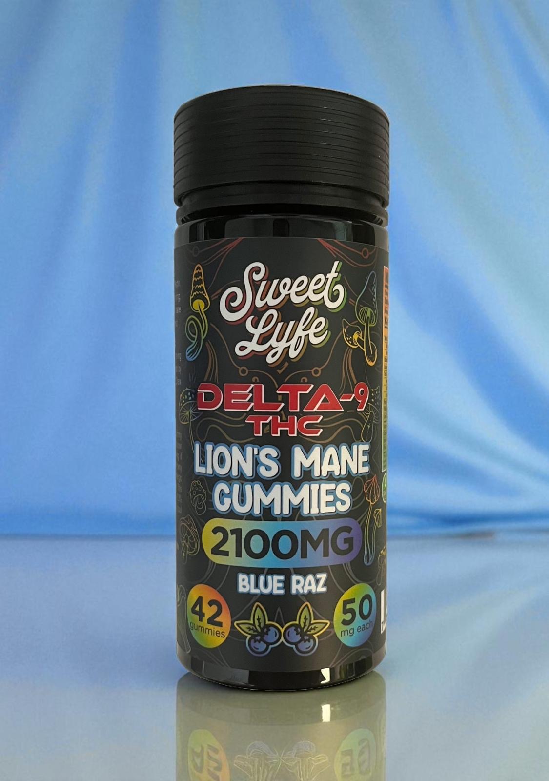 Sweet Lyfe Lion’s Mane + Delta-9 THC Gummies – Blue Raz (2100 mg Total / 42 Gummies)