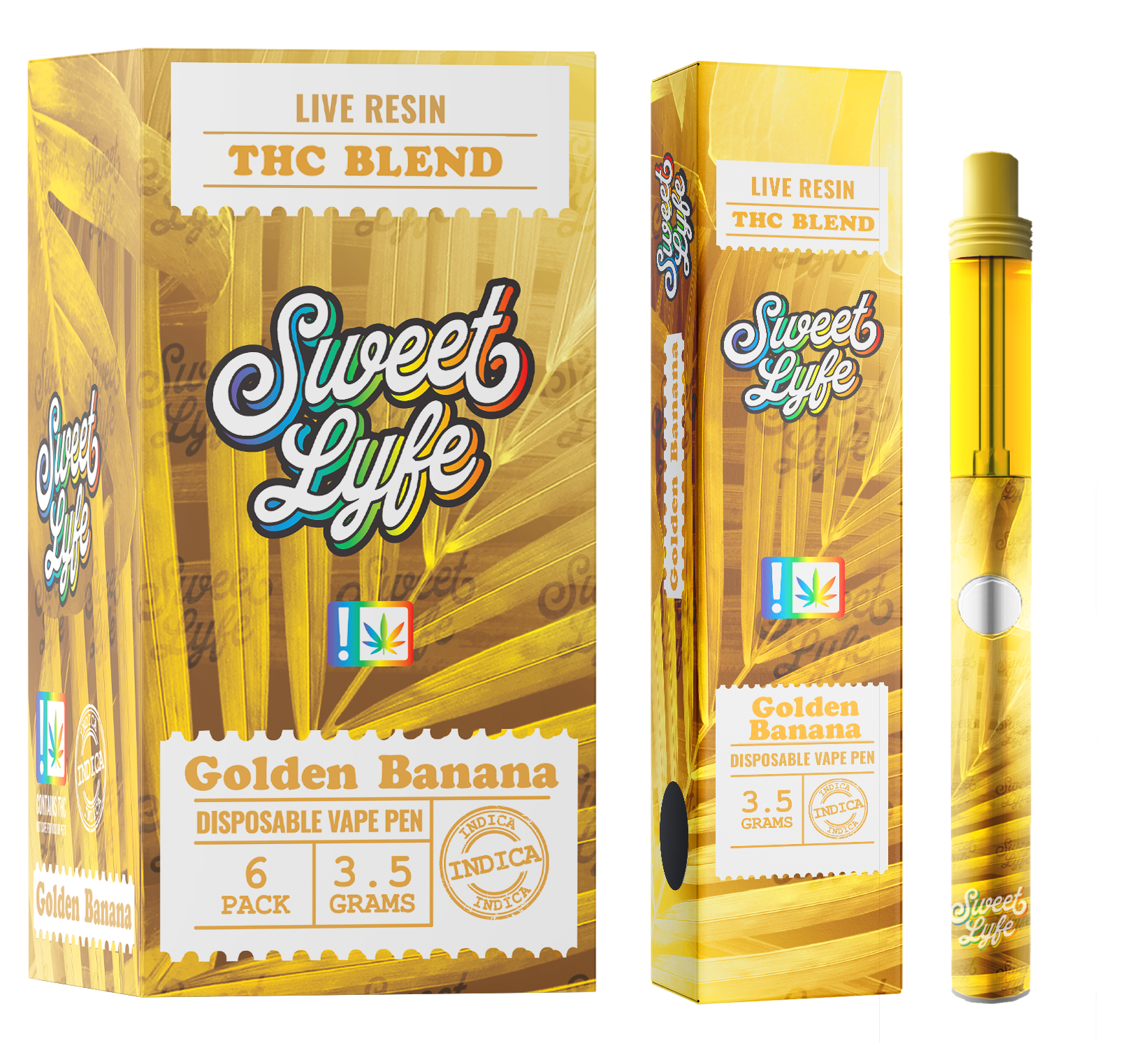 Disposable Vape Pen 3.5 Grams Infused with Live Resin THC Blend - Golden Banana Indica