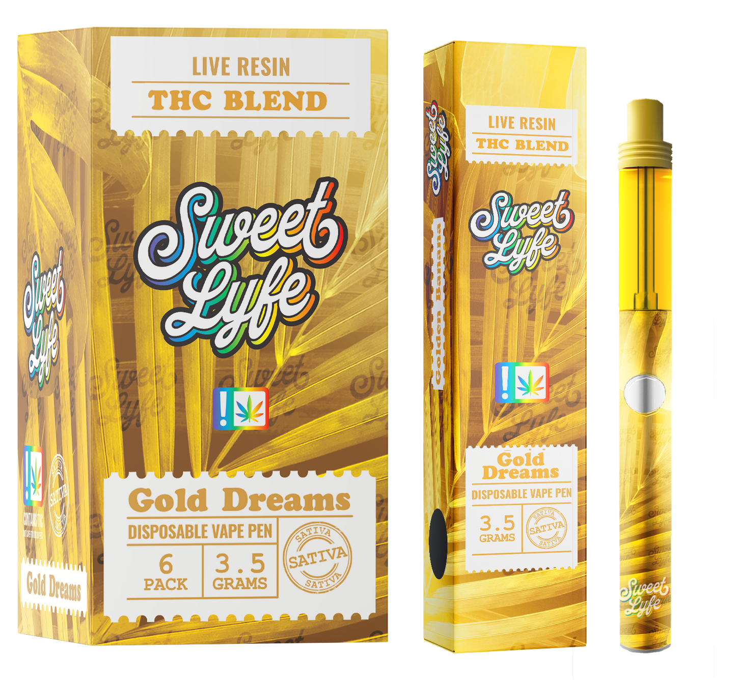 Disposable Vape Pen 3.5 Grams Infused with Live Resin THC Blend - Gold Dreams Sativa