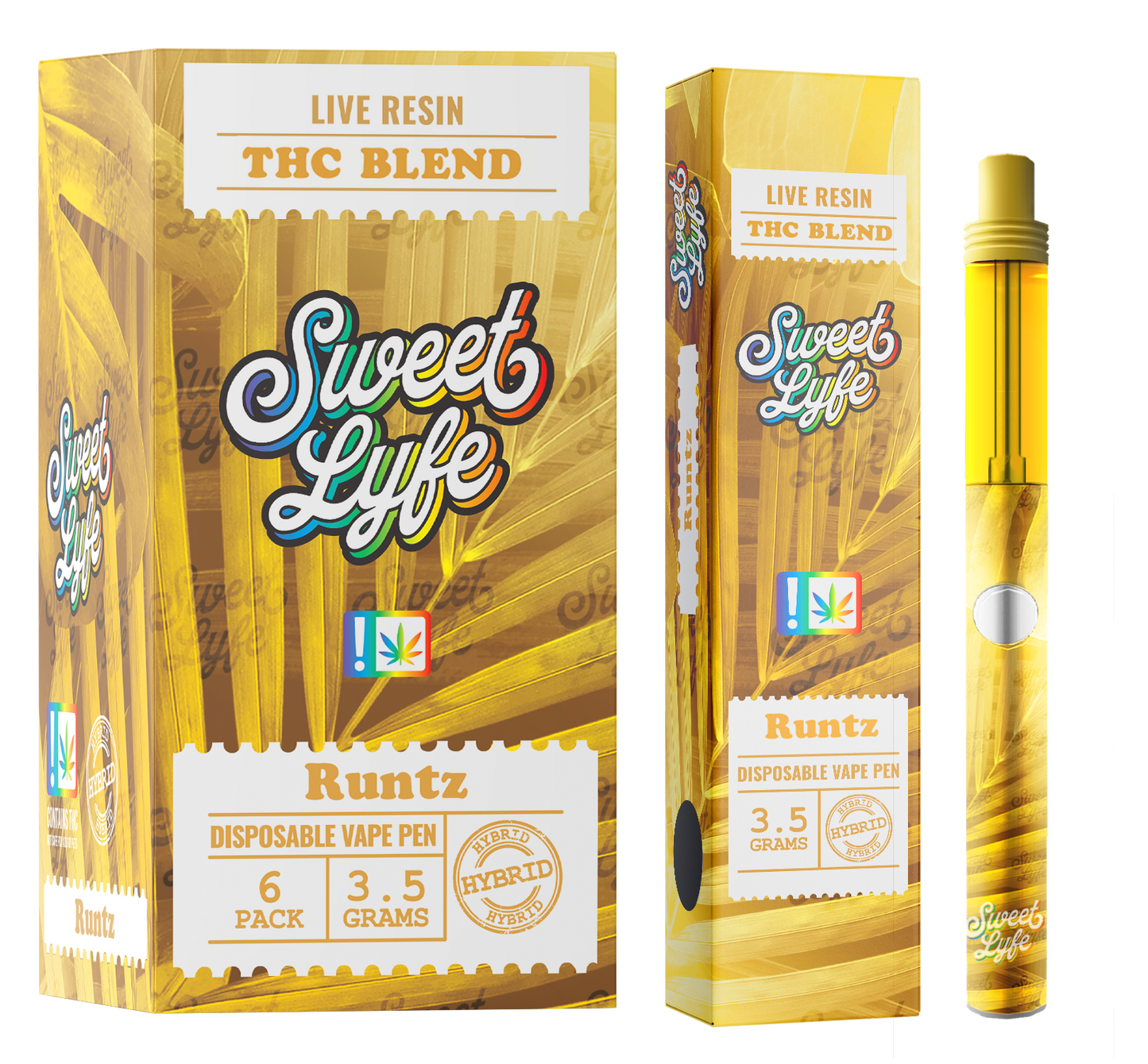 Disposable Vape Pen 3.5 Grams Infused with Live Resin THC Blend - Runtz Hybrid