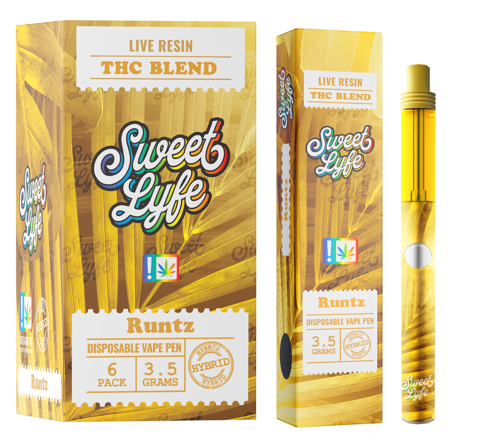 Disposable Vape Pen 3.5 Grams Infused with Live Resin THC Blend - Runtz Hybrid