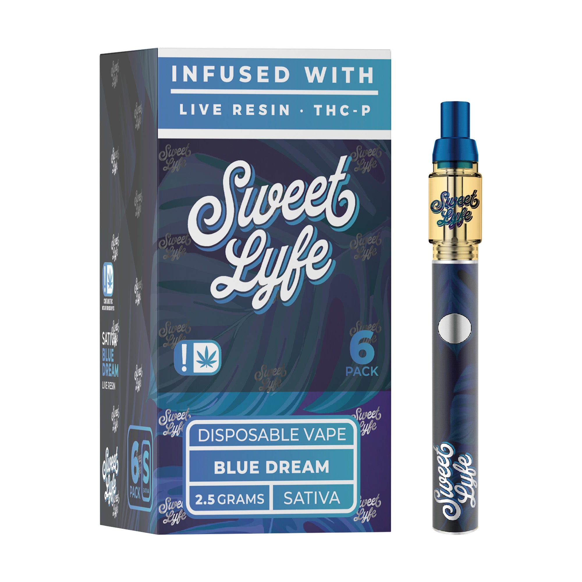 Disposable Vape Pen 2.5ml Infused with Live Resin Delta-8 + THCP - Blue Dream - Sativa