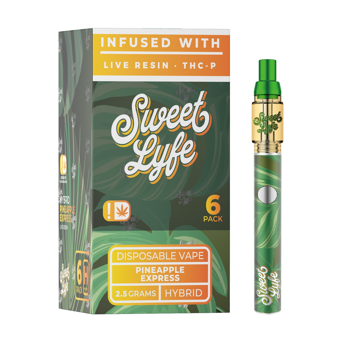 Disposable Vape Pen 2.5ml Infused with Live Resin Delta-8 + THCP - Pineapple Express - Hybrid