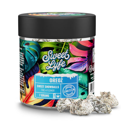 SweetLyfe 7g THC-A Diamond Coated Sweet Snowballs Flowers - Oreoz - Indica