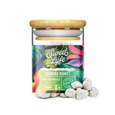 SweetLyfe 7g THC-A Diamond Coated Sweet Snowballs Flowers- Sundae Runtz - Hybrid