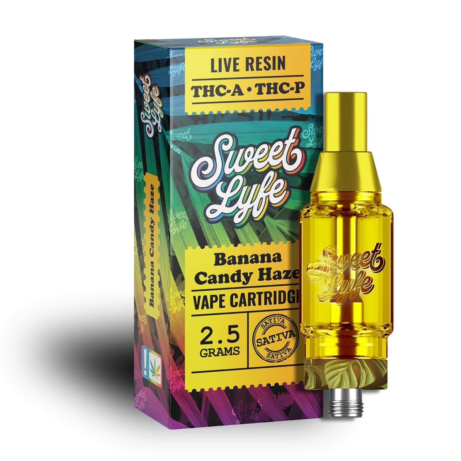 Vape Cartridges 2.5ml Infused with Live Resin THC-A THC-P - Banana Candy Haze - Sativa