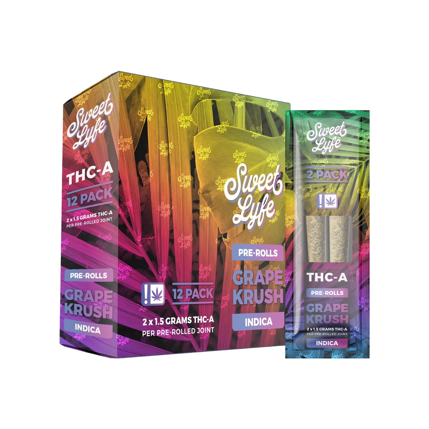 2 Pack Pre-Rolls Joint THC-A|Grape Krush - Indica