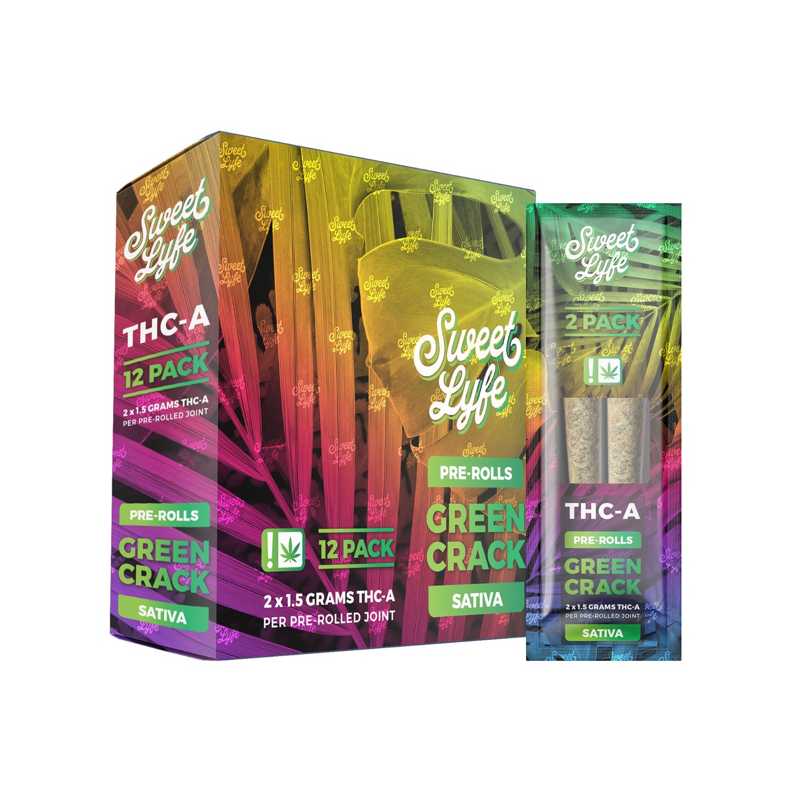 2 Pack Pre-Rolls Joint THC-A|Green Crack - Sativa