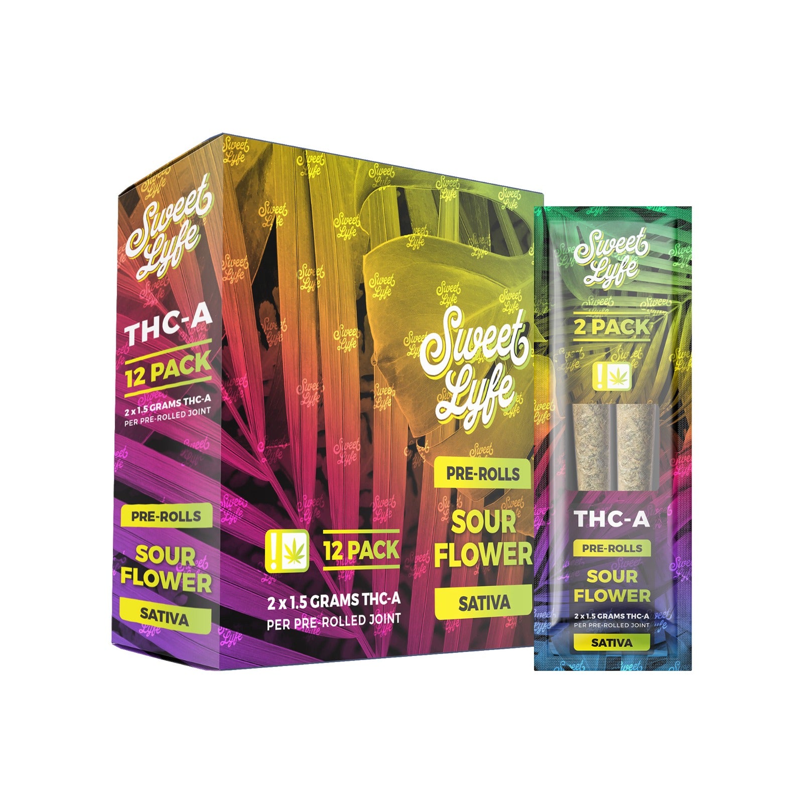 2 Pack Pre-Rolls Joint THC-A|Sour Flower - Sativa