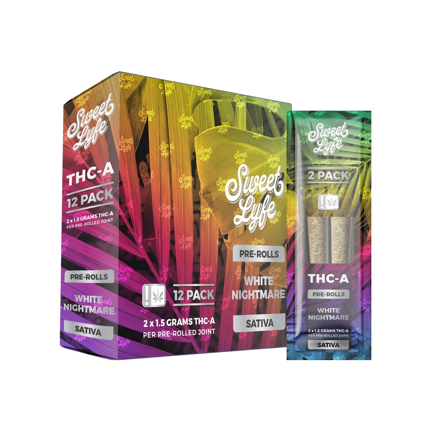 2 Pack Pre-Rolls Joint THC-A|White Nightmare - Sativa