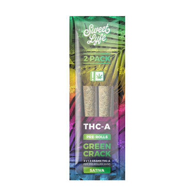 2 Pack Pre-Rolls Joint THC-A|Green Crack - Sativa