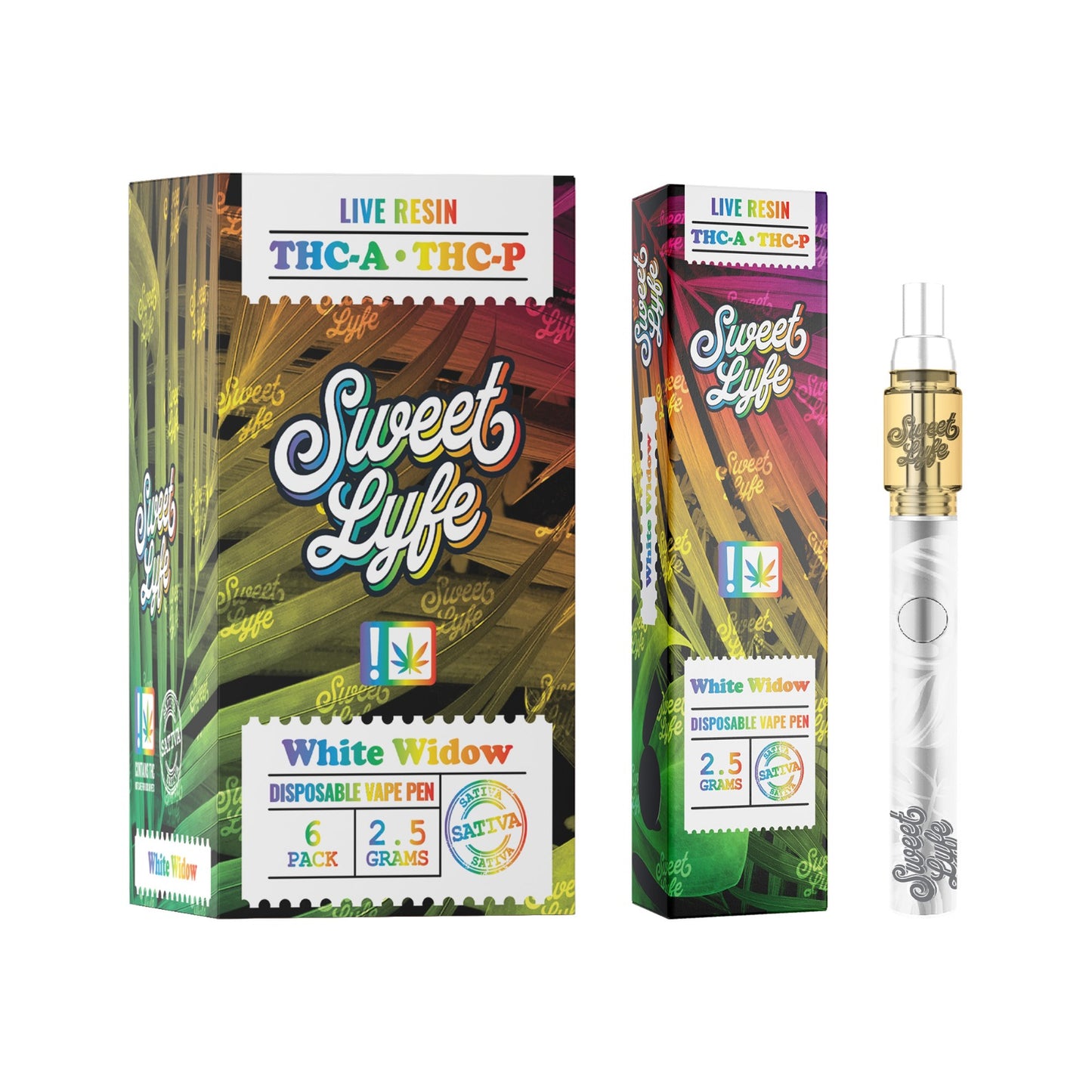 2.5ml Disposable Vape Pen Infused with Live Resin THCA & THCP - White Widow - Sativa