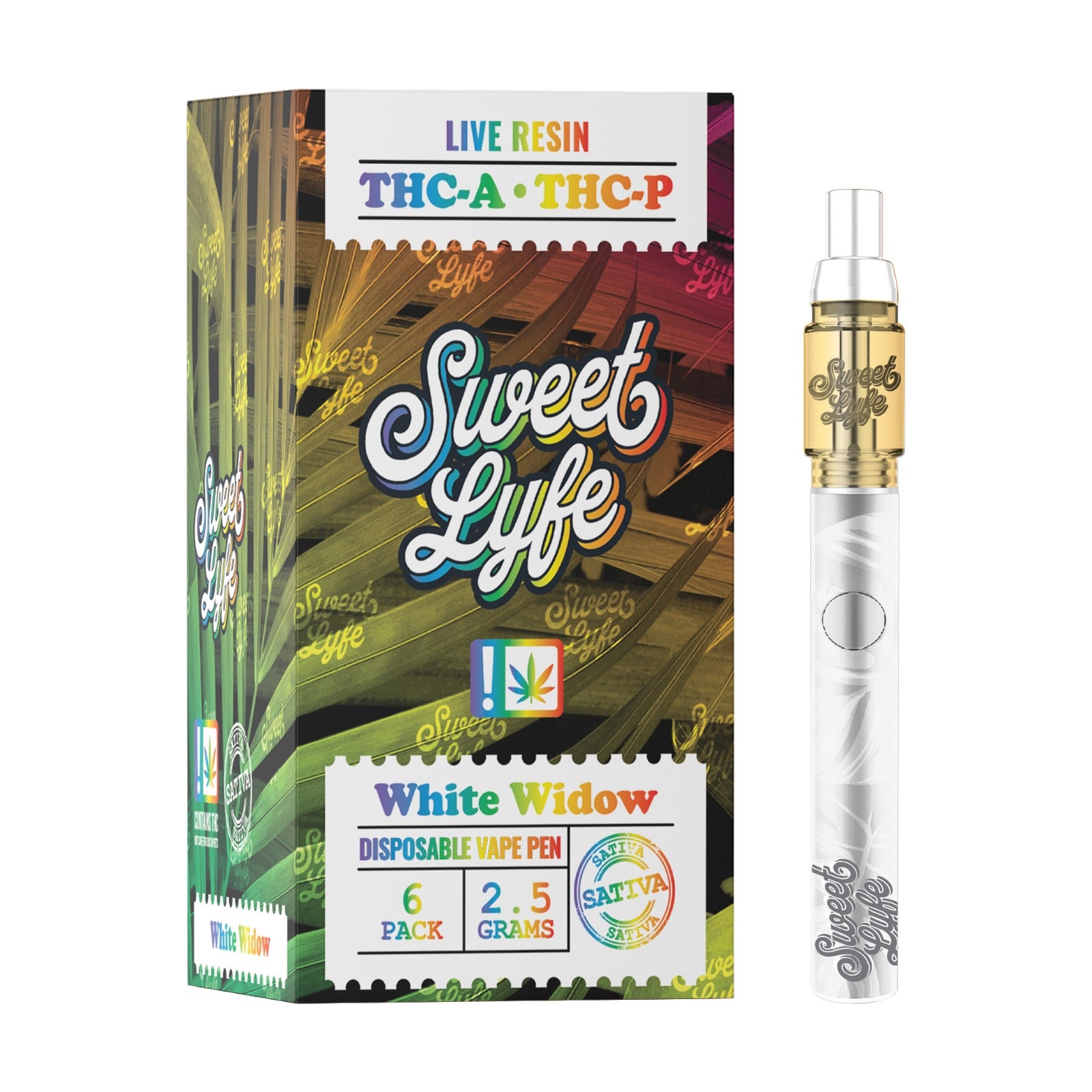2.5ml Disposable Vape Pen Infused with Live Resin THCA & THCP - White Widow - Sativa