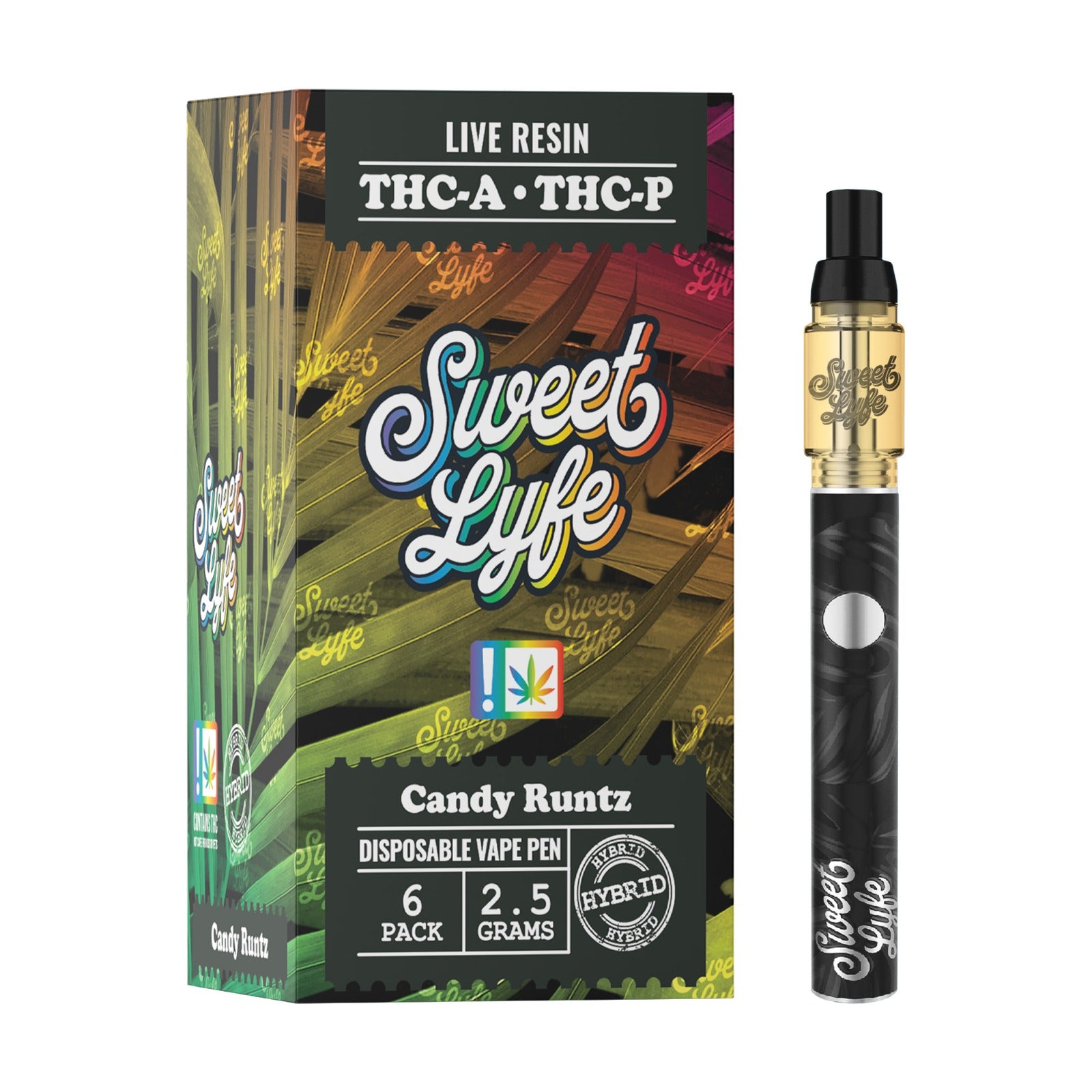 2.5ml Disposable Vape Pen Infused with Live Resin THCA & THCP - Candy Runtz - Hybrid