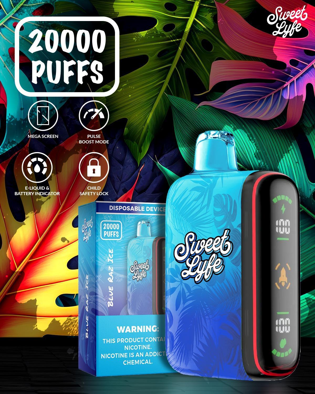 20,000 Puffs Nicotine Vape - Blue Razz Ice Vape