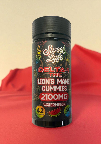 Sweet Lyfe Delta-9 + Lion’s Mane Gummies 2100mg – Watermelon Flavor | Relaxation, Focus & Mood Support (42 Vegan Gummies)