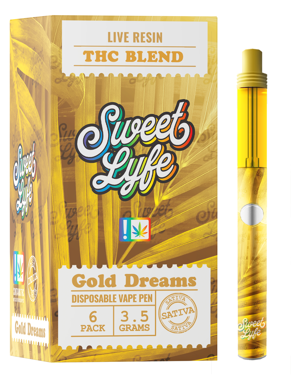 Disposable Vape Pen 3.5 Grams Infused with Live Resin THC Blend - Gold Dreams Sativa