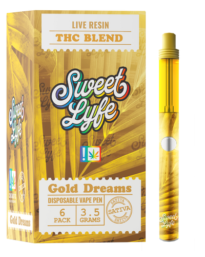 Disposable Vape Pen 3.5 Grams Infused with Live Resin THC Blend - Gold Dreams Sativa