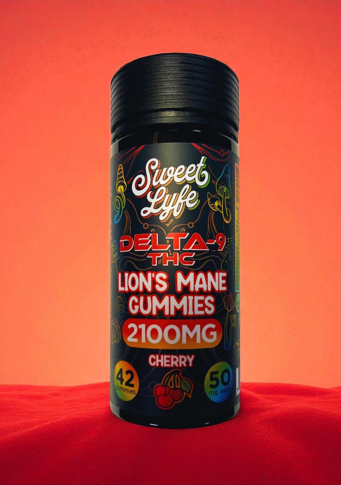 Sweet Lyfe Delta-9 + Lion’s Mane Gummies 2100mg – Cherry Flavor | Focus, Energy & Relaxation (42 Vegan Gummies)