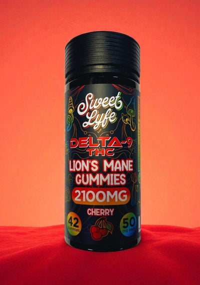 Sweet Lyfe Delta-9 + Lion’s Mane Gummies 2100mg – Cherry Flavor | Focus, Energy & Relaxation (42 Vegan Gummies)
