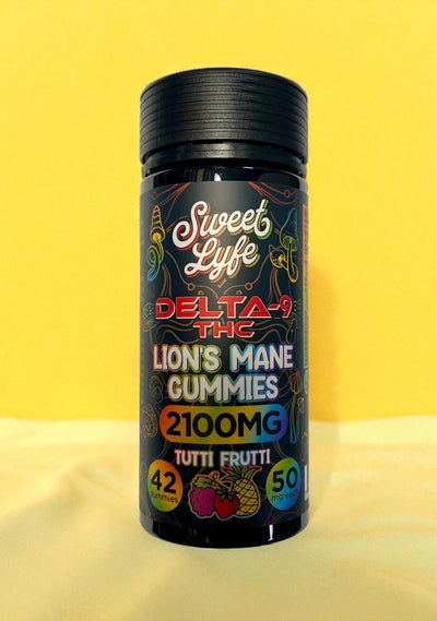 Sweet Lyfe Delta-9 + Lion’s Mane Gummies 2100mg – Tutti Frutti Flavor | Focus, Calm & Creativity (42 Vegan Gummies)