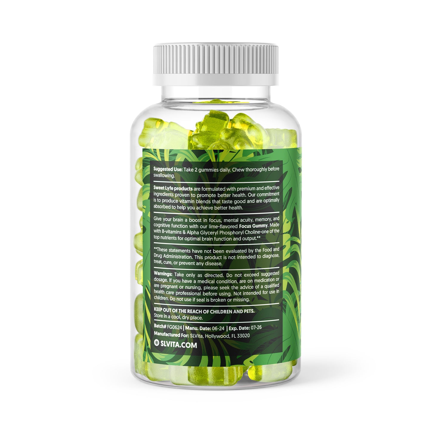 Sweet Vitamin- Focus Gummies-Memory&Cognitive Support, Lime, 60 ct