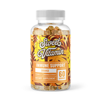 Sweet Vitamin- Immune Support Gummies-Vitamin C,E, Moringa Extract and More, Orange, 60 ct