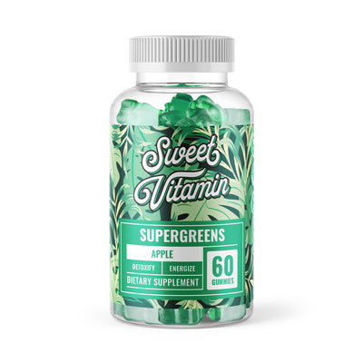 Sweet Vitamin - SuperGreens Gummies- Detoxify&Energize, Apple, 60 ct