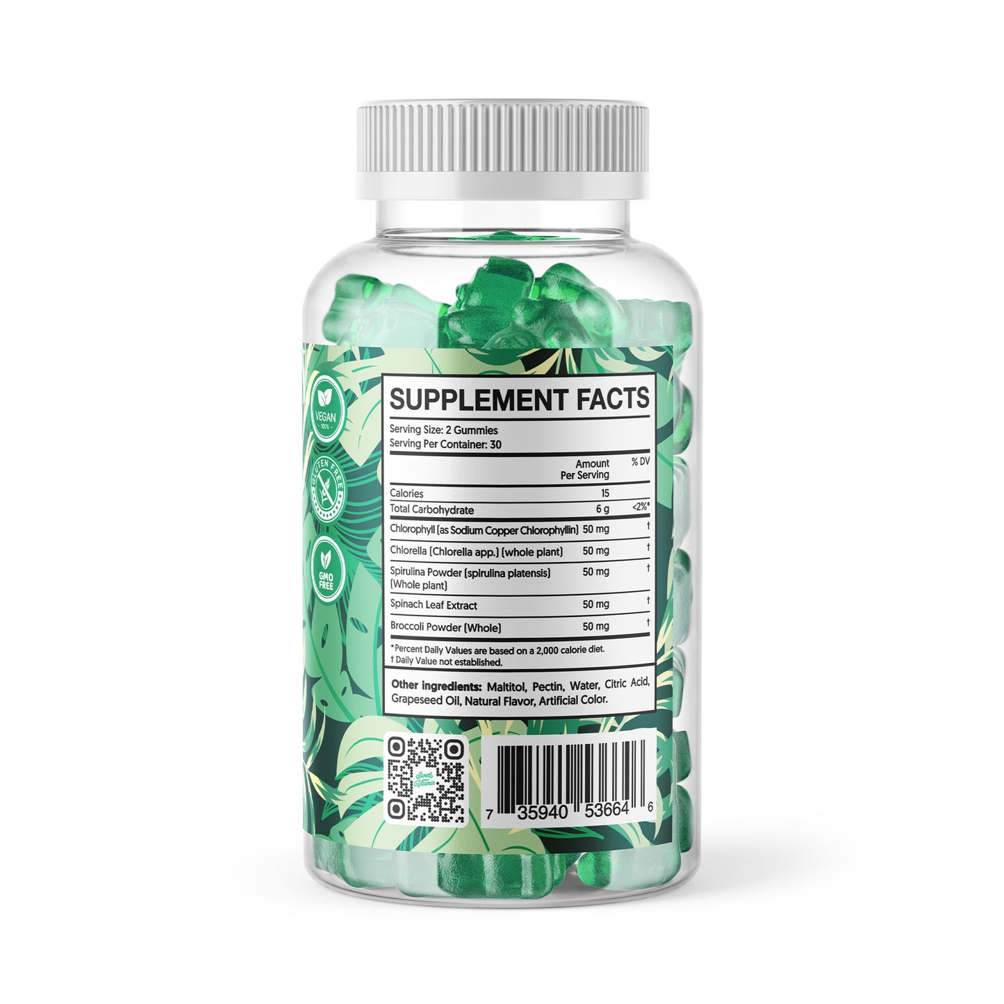 Sweet Vitamin - SuperGreens Gummies- Detoxify&Energize, Apple, 60 ct