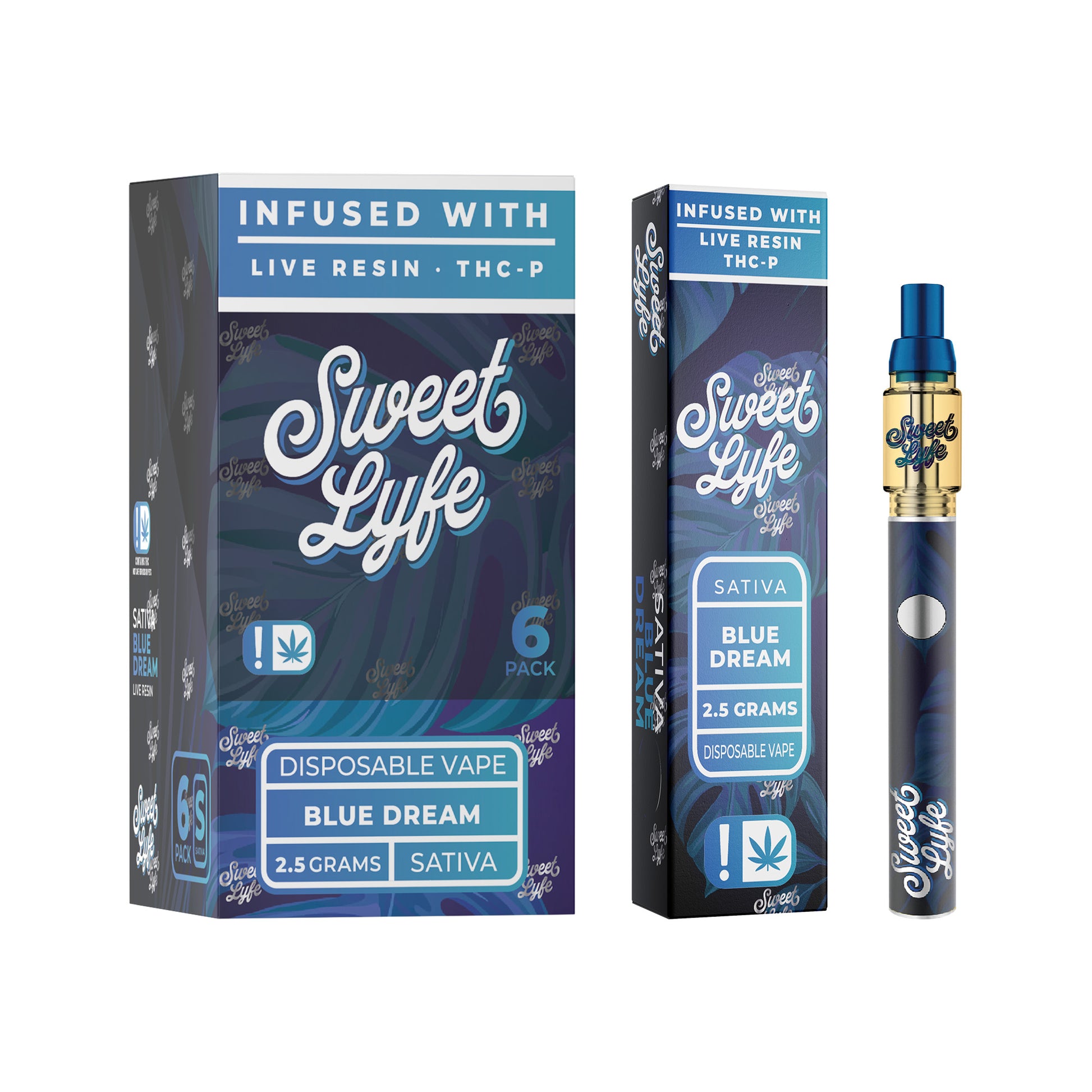 Disposable Vape Pen 2.5ml Infused with Live Resin + THCP - Blue Dream Sweet Lyfe Disposable Vape Pen 2.5ml Infused with Live Resin + THCP - Blue Dream Sweet Lyfe