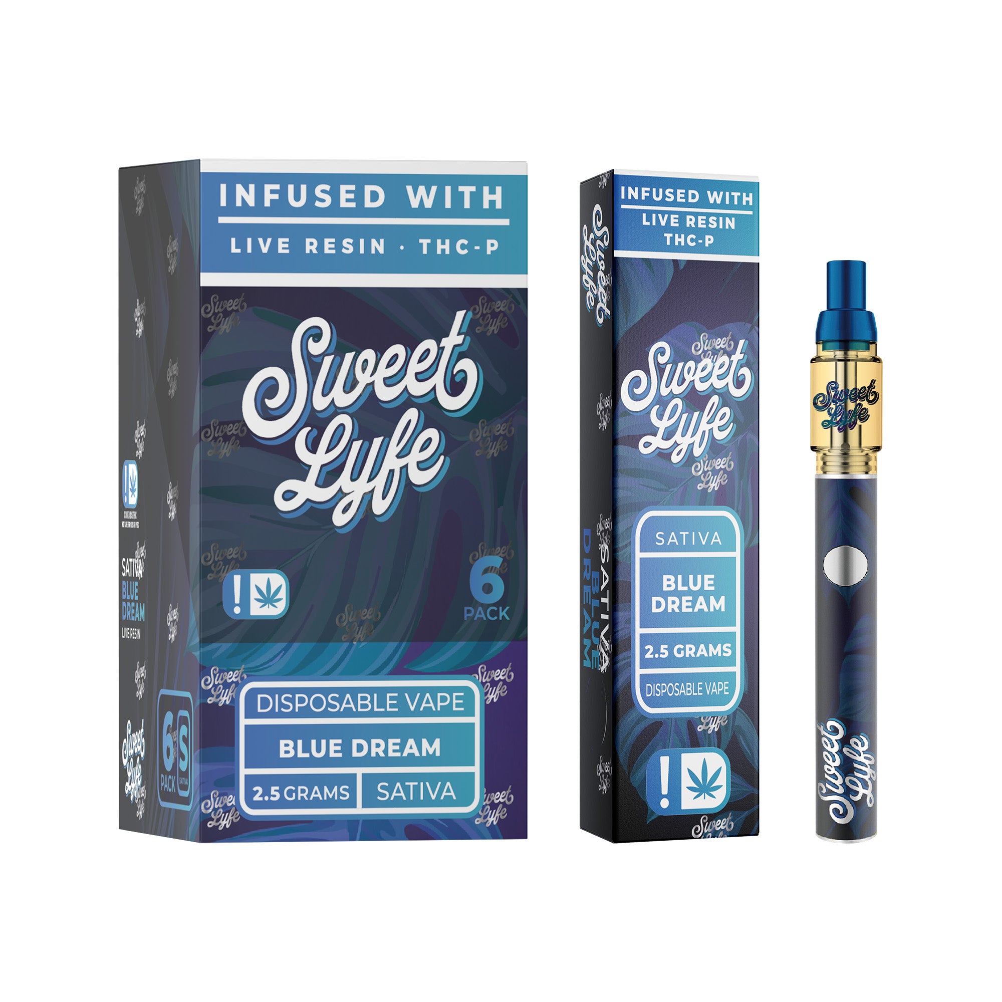Disposable Vape Pen 2.5ml Infused with Live Resin Delta-8 + THCP - Blue Dream - Sativa
