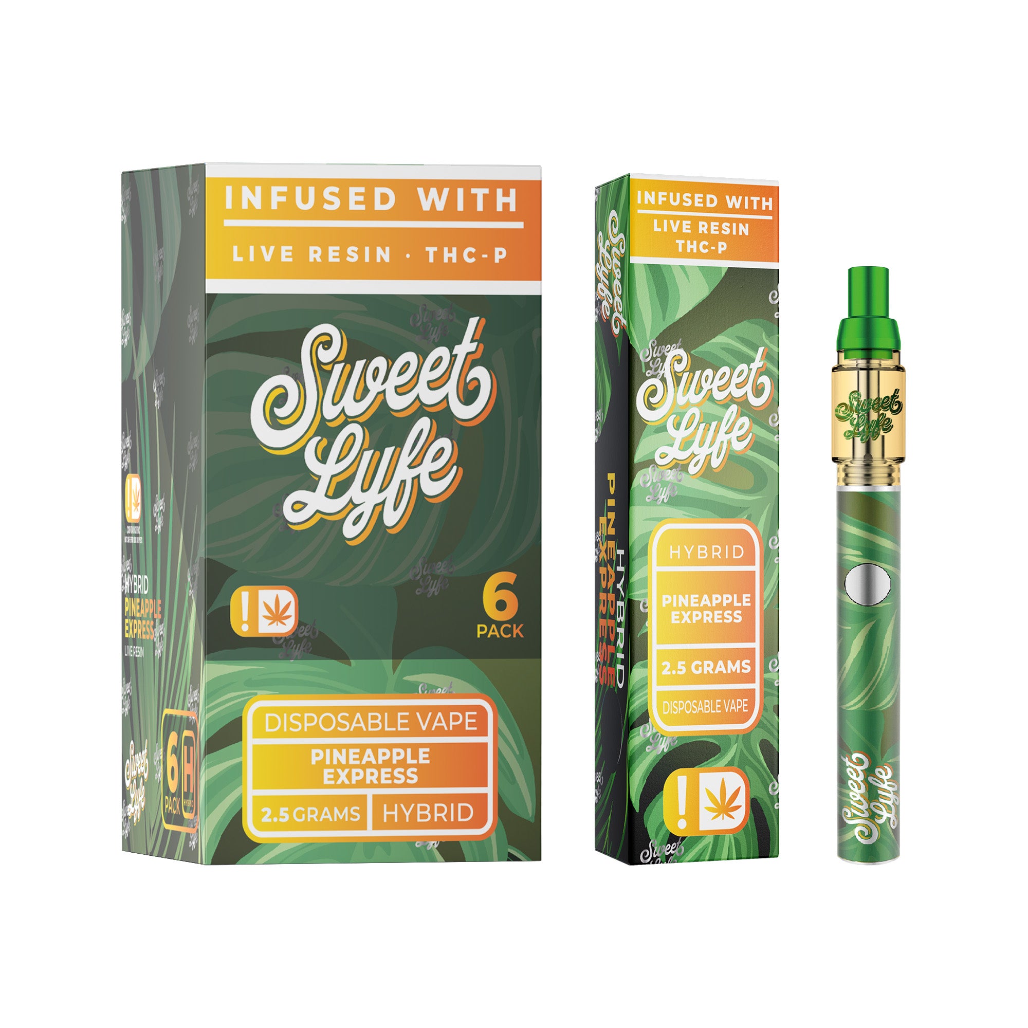 Disposable Vape Pen 2.5ml Infused with Live Resin Delta-8 + THCP - Pineapple Express - Hybrid