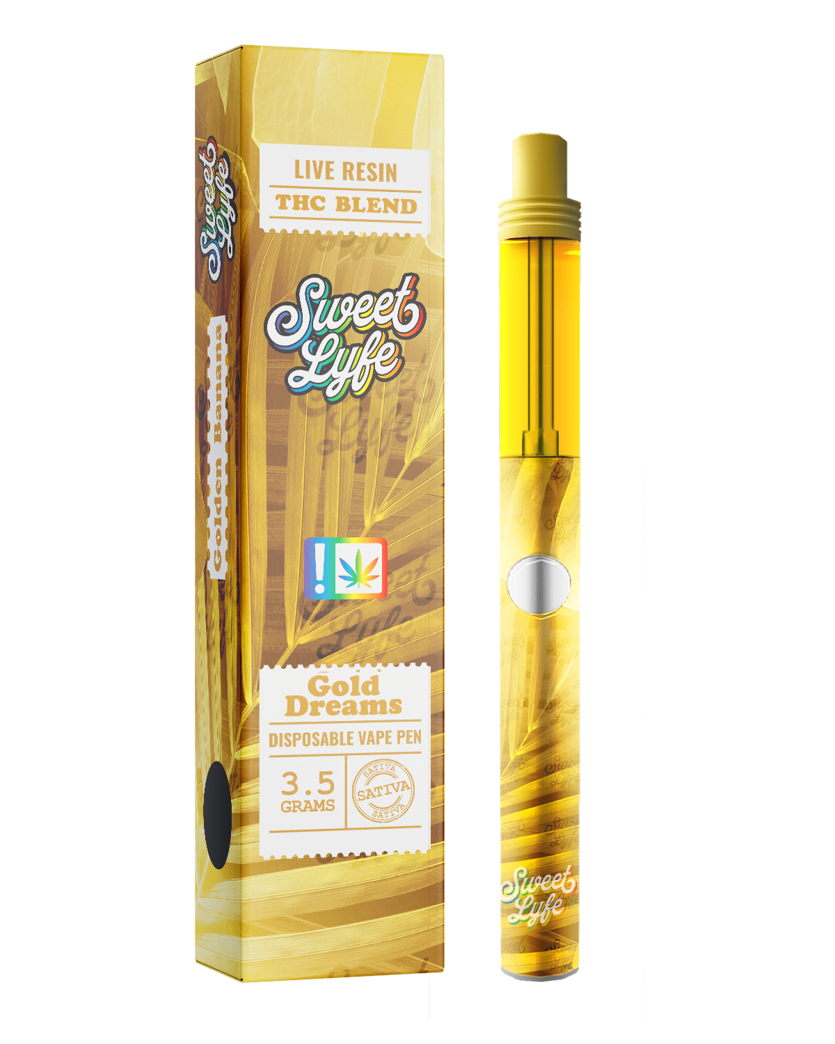 Disposable Vape Pen 3.5 Grams Infused with Live Resin THC Blend - Gold Dreams Sativa