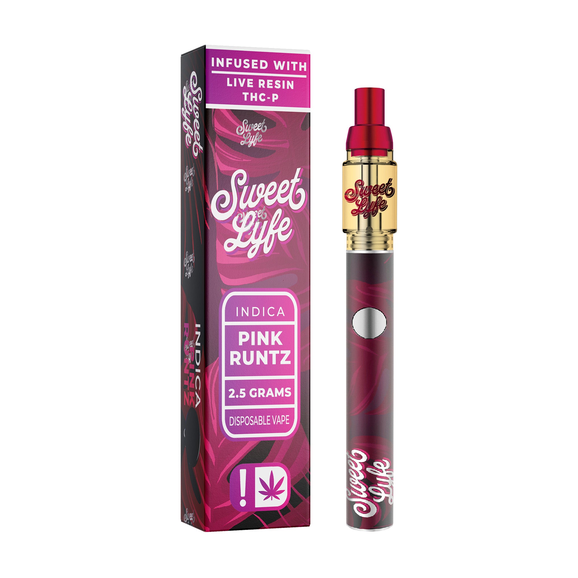 Disposable Vape Pen 2.5ml Infused with Live Resin Delta-8 + THCP - Pink Runtz - Indica