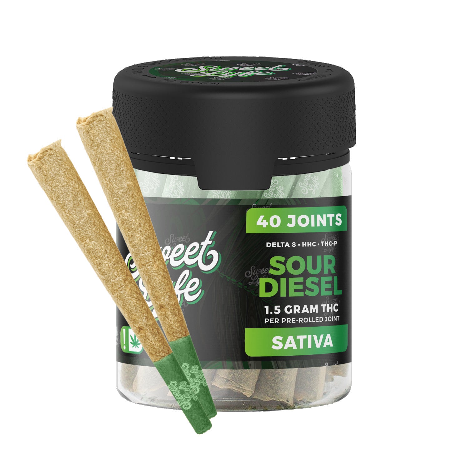 40 Pack of Joints D8+THCP  - 1.5g per Joint - Sour Diesel - Sativa